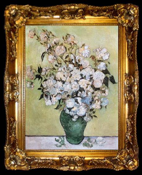 framed  Vincent Van Gogh Vase of Roses, ta009-2